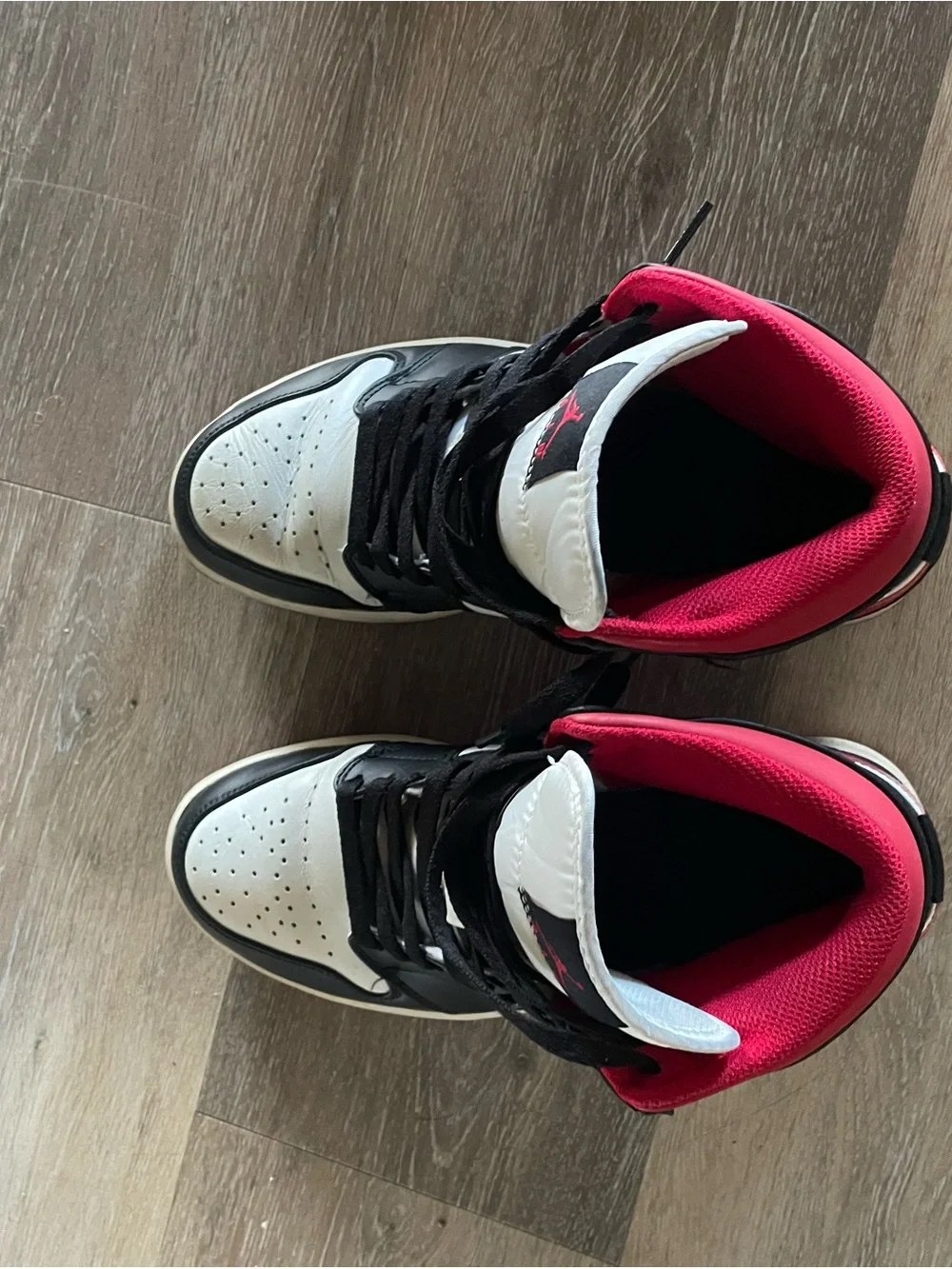 Nike Air Jordan 1 Mid Black White Red Sneakers